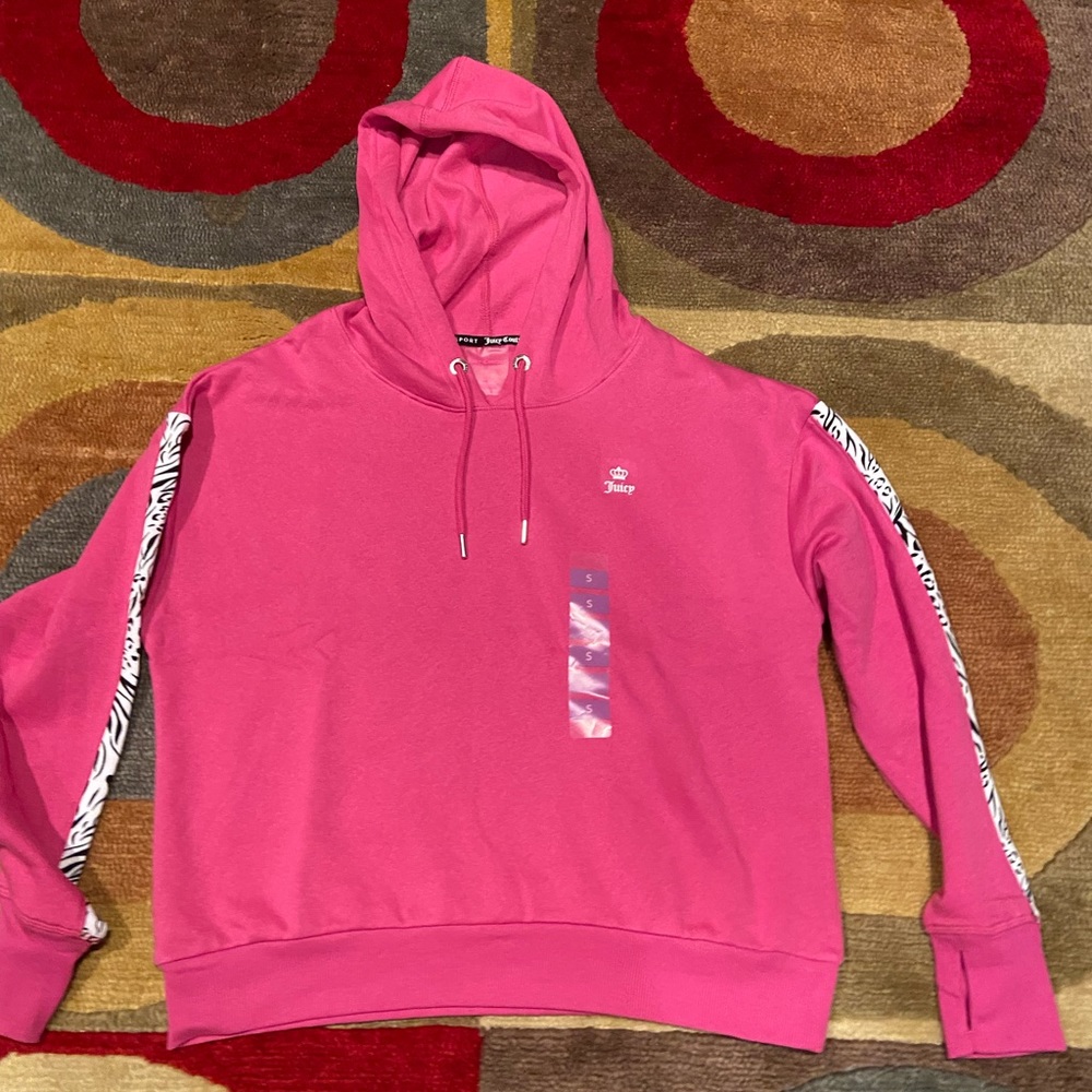 NWOT Juicy Couture Sport y2k Barbie Pink Hoodie Hooded Logo Sweatshirt Small